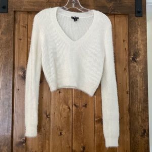 Cropped V-neck Sweater